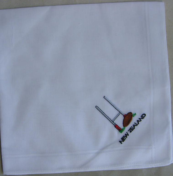 Mens Embroidered Handkerchief 1166 Rugby NZ per Dozen