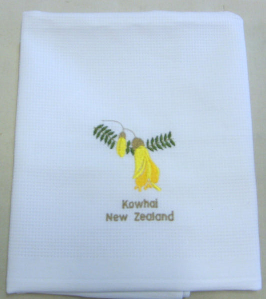 NZ Kowhai Embroidered Hand Towel KO24S Each