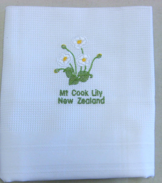 Mount Cook Lily Embroidered Hand Towel KO24S Each